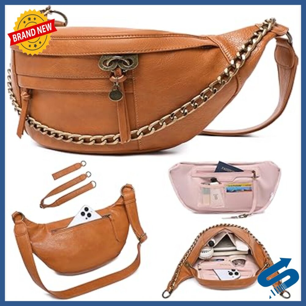 Large Vegan Leather Crossbody Bag with RFID Protection Anti Theft Design